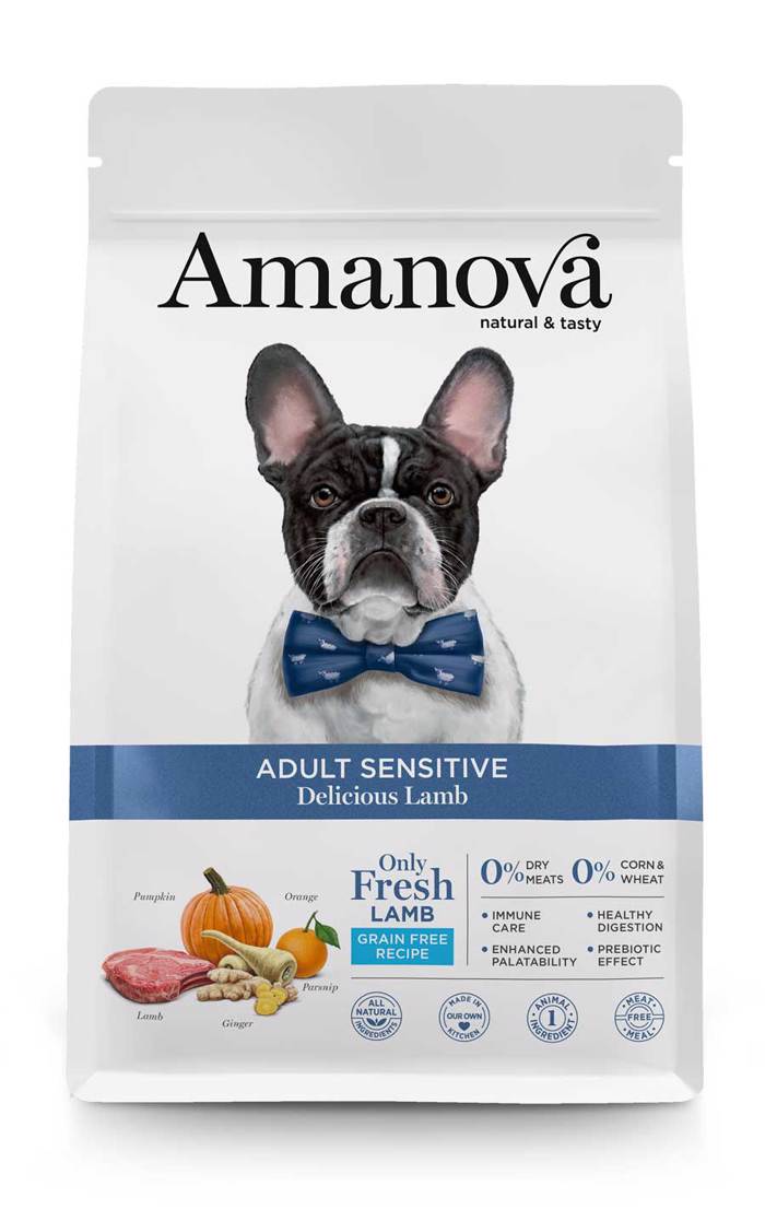 Amanova Adult Sensitive Delicious Lamb Grain Free Xira Trofi xoris Sitira ga Enilikous Skulous me Arni 10kg 